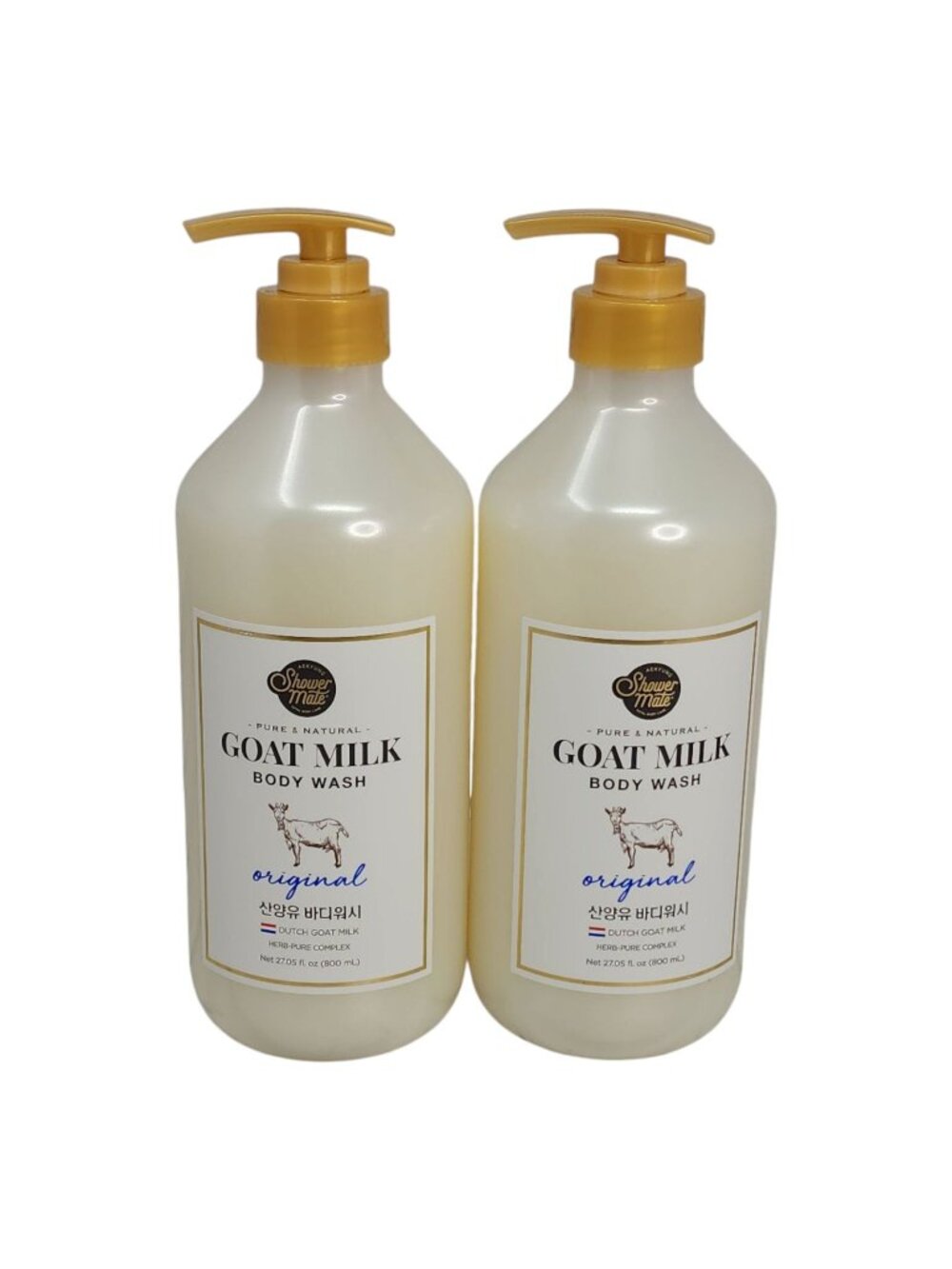 Aekyung Shower Mate 2 pks Goat Milk Body Wash Jumbo Gentle & 27oz Original Scent